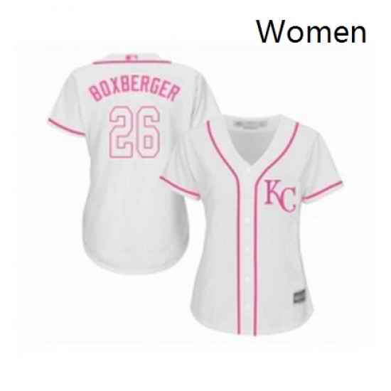 Womens Kansas City Royals 26 Brad Boxberger Replica White Fashion Cool Base Baseball Jersey